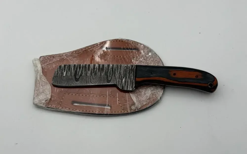 Handmade Damascus Steel Fixed Blade Knife w/ Leather Sheath – Pakistan Made NEW